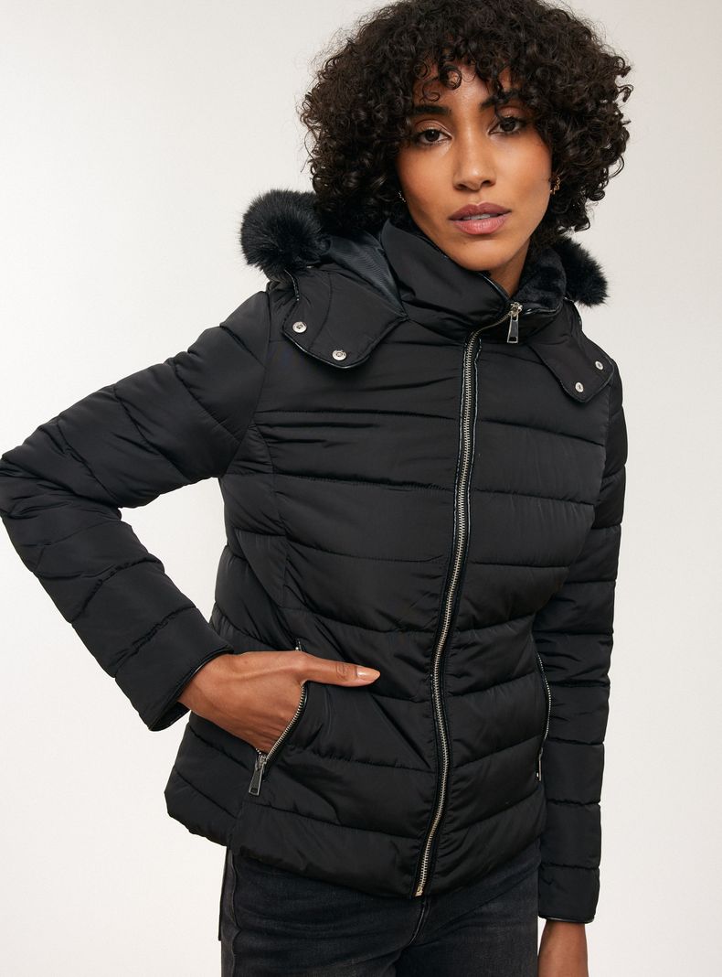 Parka Básica con Gorro Desmontable y Piel-2