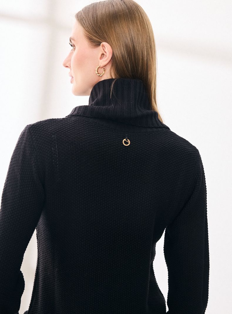 Sweater Manga Larga Cuello Alto Tejido-3