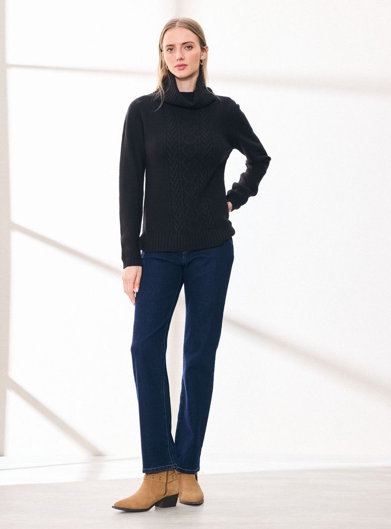 Sweater Manga Larga Cuello Alto Tejido-4