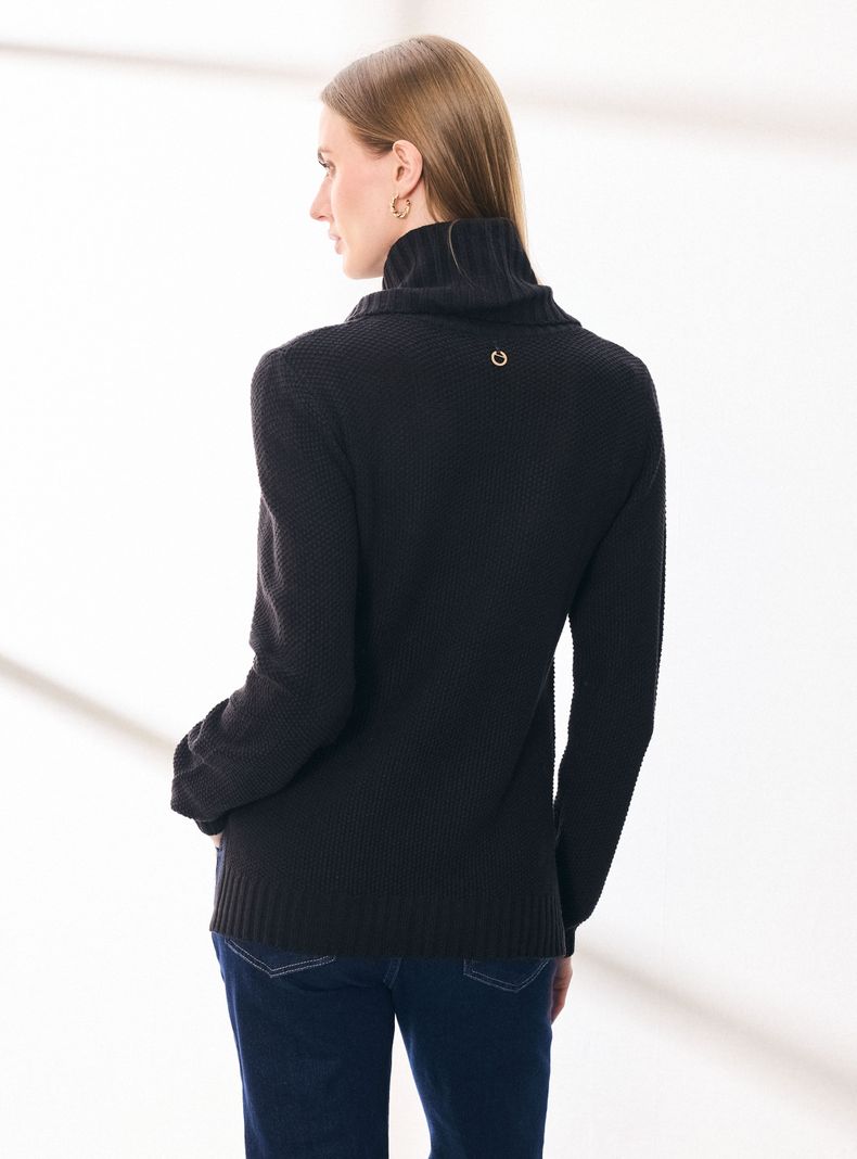 Sweater Manga Larga Cuello Alto Tejido-1