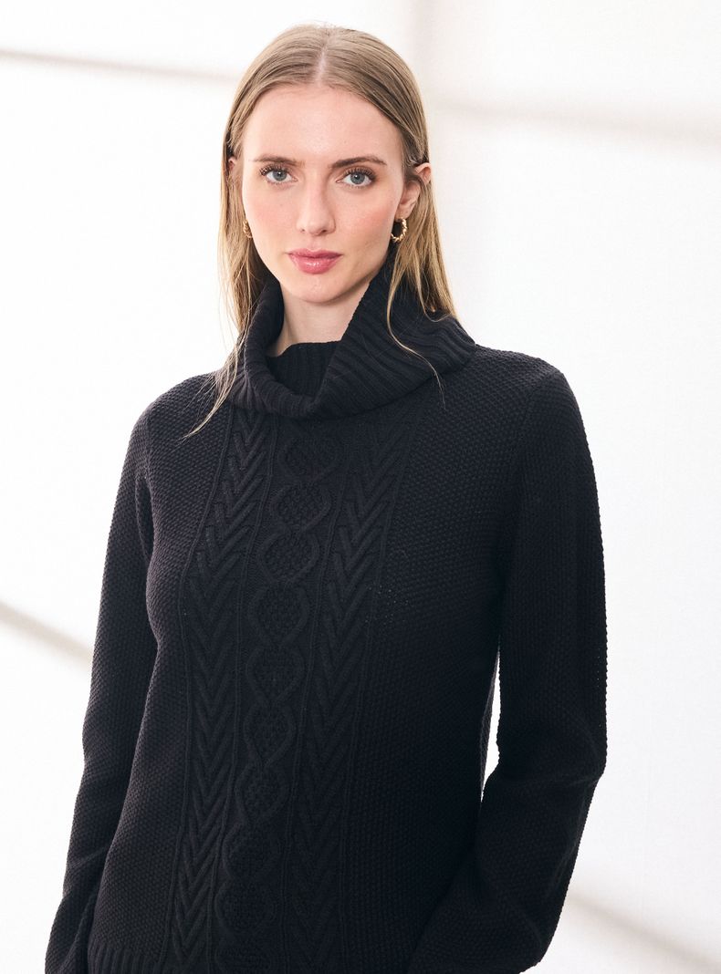 Sweater Manga Larga Cuello Alto Tejido-2