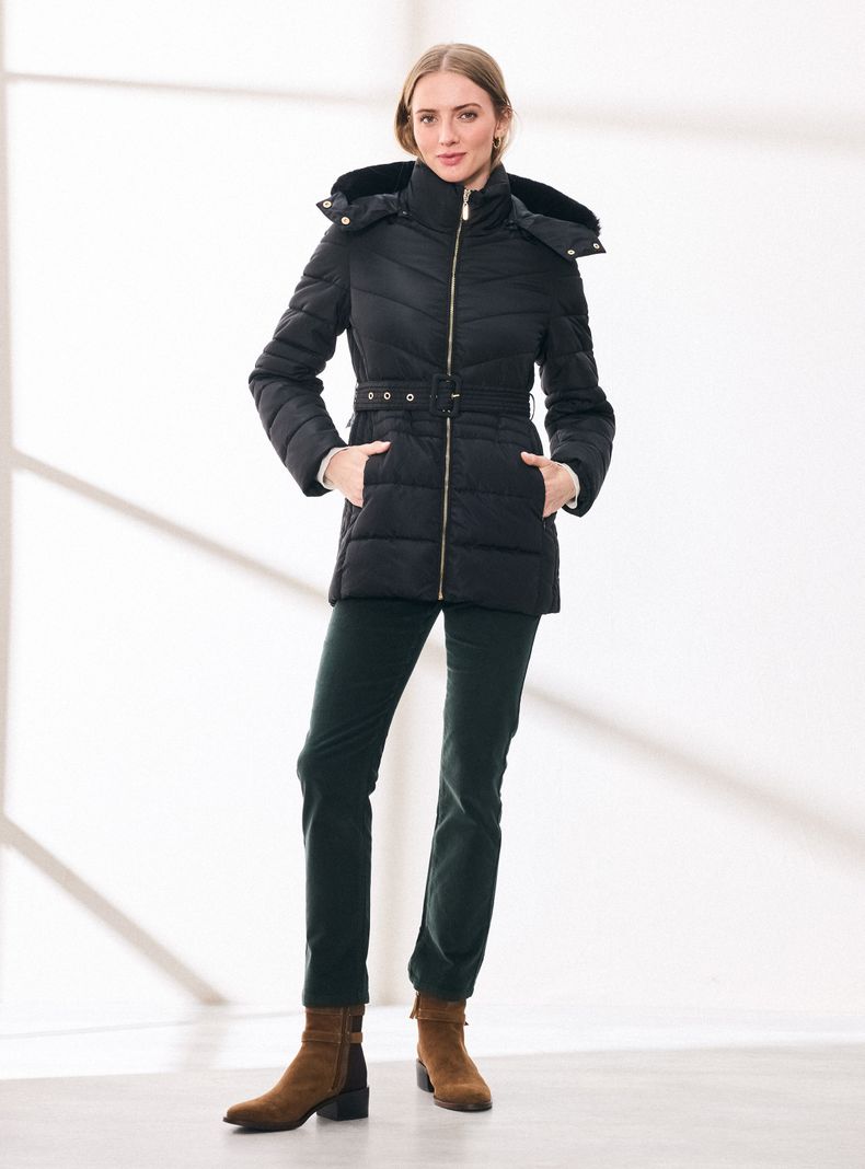 Parka con Capucha Piel Desmontable y Cinturón-4