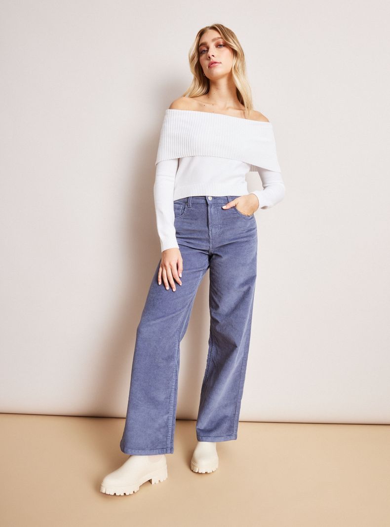 Pantalón Cotelé Wide Leg-4
