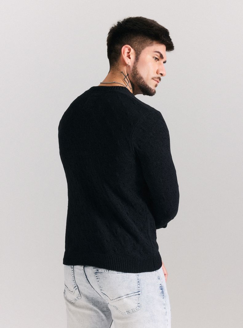 Sweater Punto Especial Texturado Cuello Redondo-1