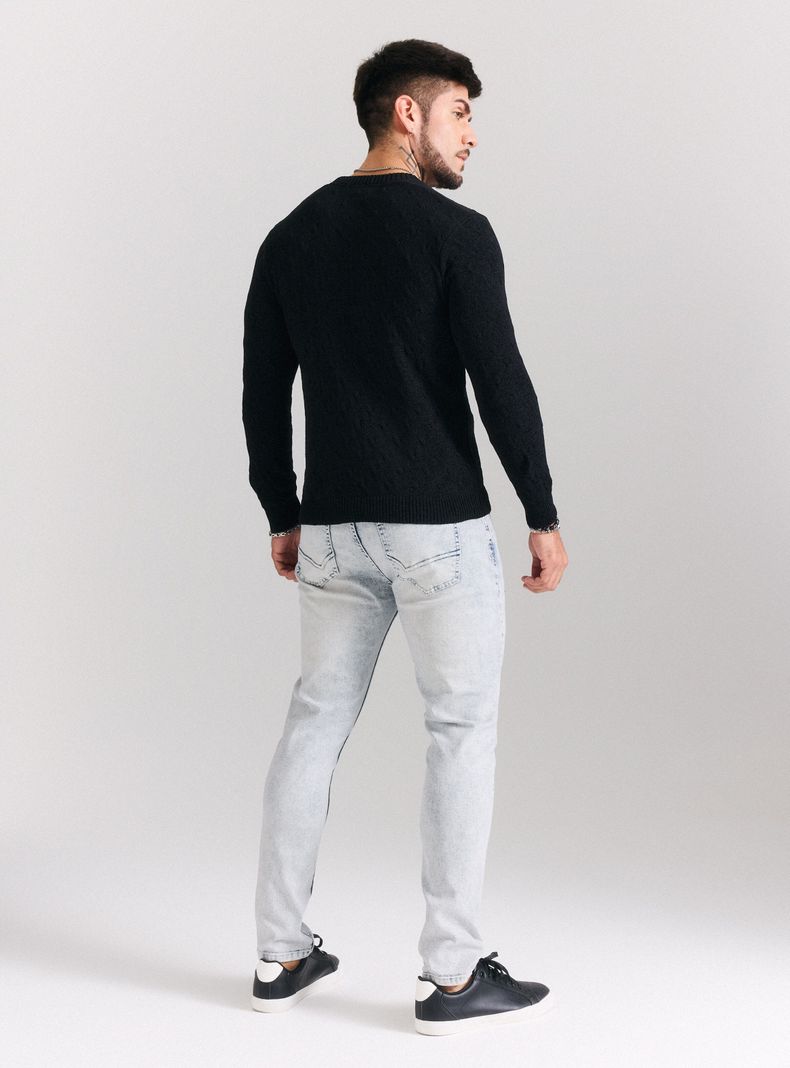 Sweater Punto Especial Texturado Cuello Redondo-5