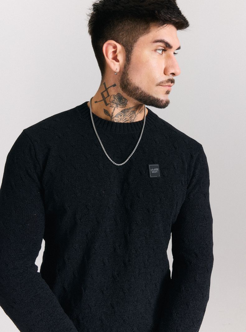 Sweater Punto Especial Texturado Cuello Redondo-2