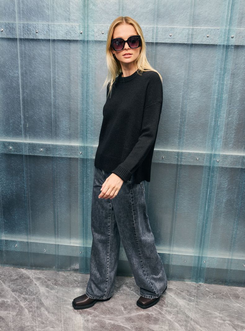 Sweater Largo Tejido Liso-4