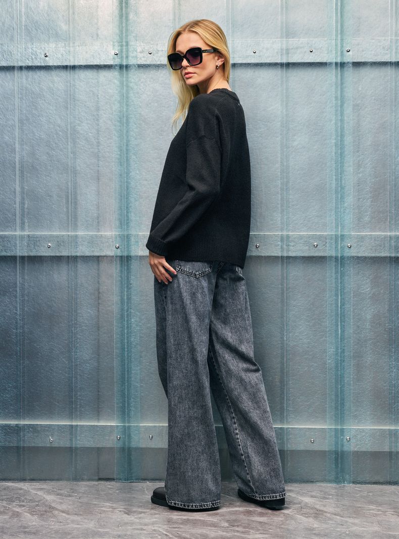 Sweater Largo Tejido Liso-5