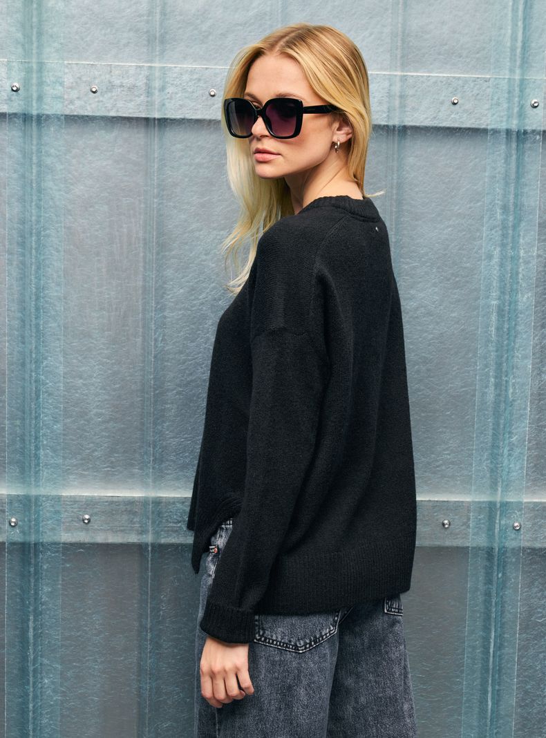 Sweater Largo Tejido Liso-1