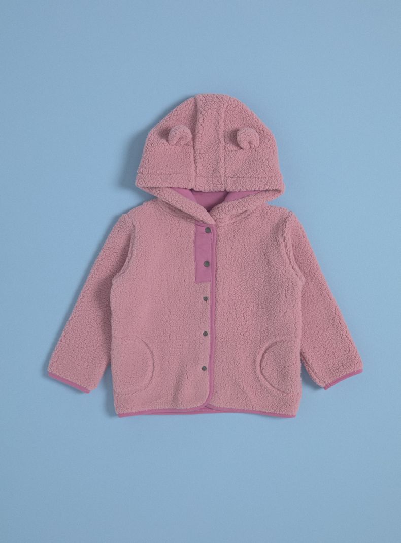 Chaqueta de Polar con Capucha y Vivo en Contraste-0