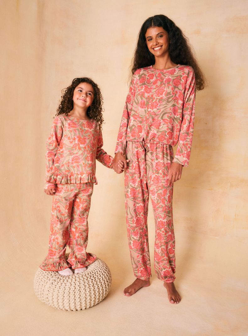 Pijama Tipo Buzo Full Estampado Madre E Hija-6