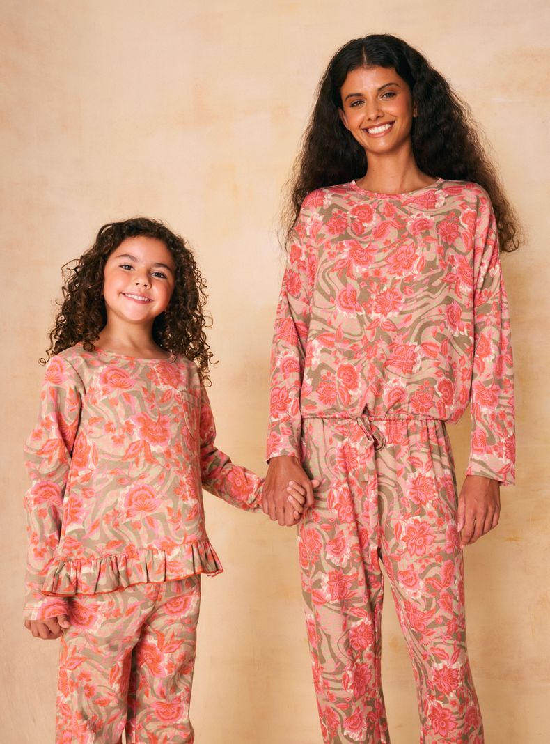 Pijama Tipo Buzo Full Estampado Madre E Hija-7