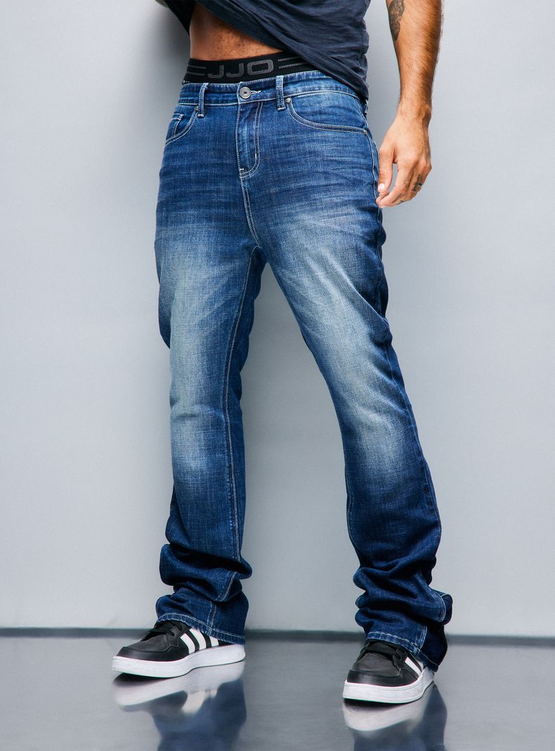 Jeans Lavado Fuerte Cierre para Ensanchar a Flare-0