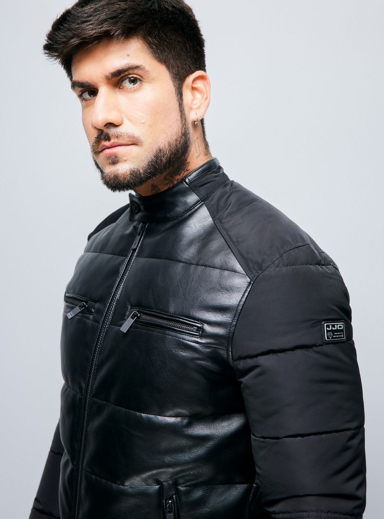 Chaqueta Biker Bi-Tela Cuerpo Mangas Parka-3