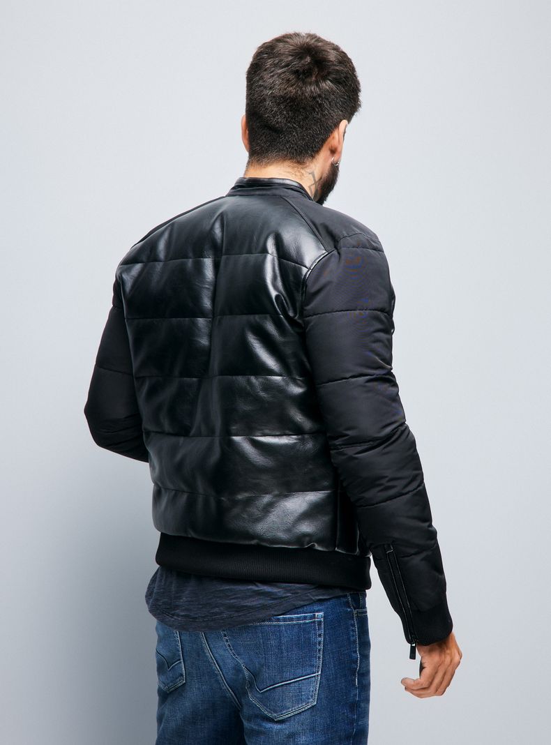Chaqueta Biker Bi-Tela Cuerpo Mangas Parka-1