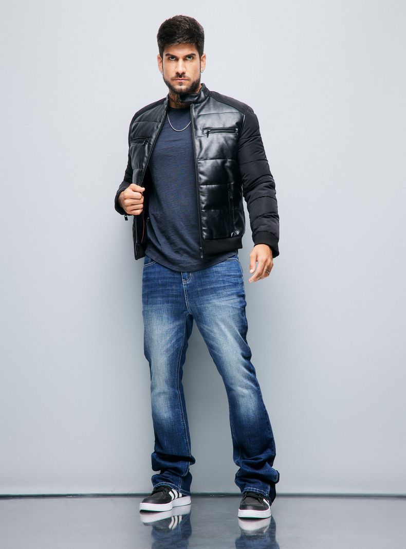 Chaqueta Biker Bi-Tela Cuerpo Mangas Parka-4