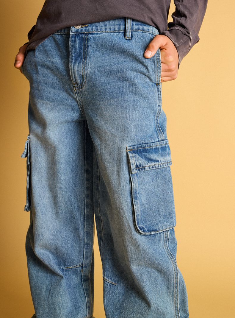 Jeans con Bolsillos Cargo-3