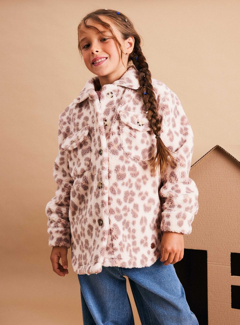 Chaqueta Sherpa Estampada Botones-0