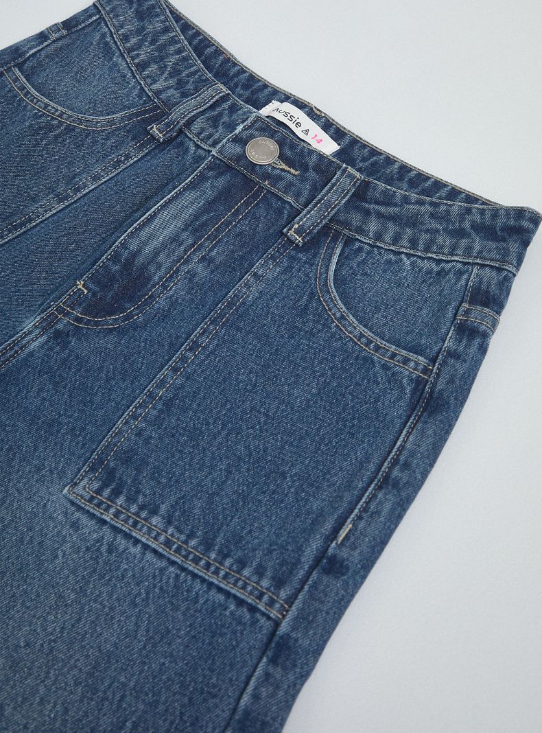 Jeans Denim Cargo con Corte-2