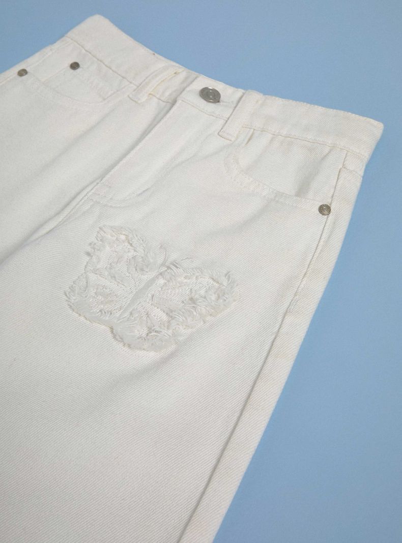 Jeans con Parches Deflecados de Mariposa-4