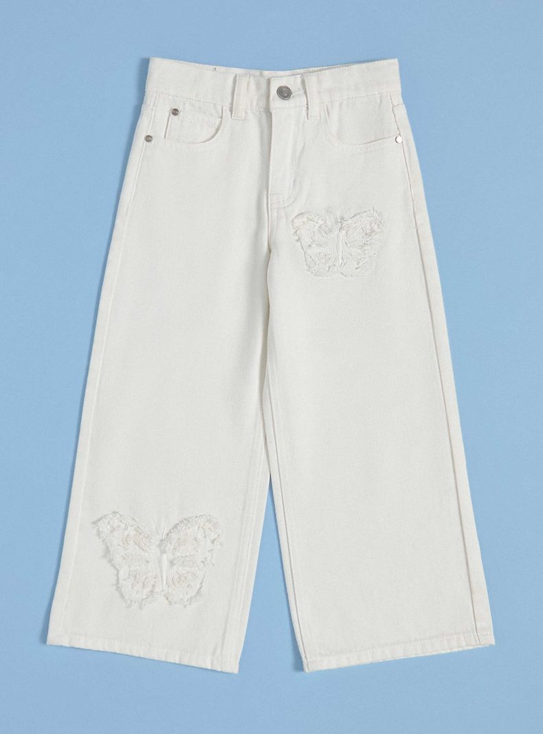 Jeans con Parches Deflecados de Mariposa-2