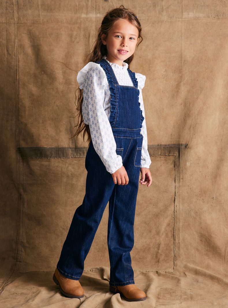 Jardinera Denim Wide Leg con Vuelitos-0
