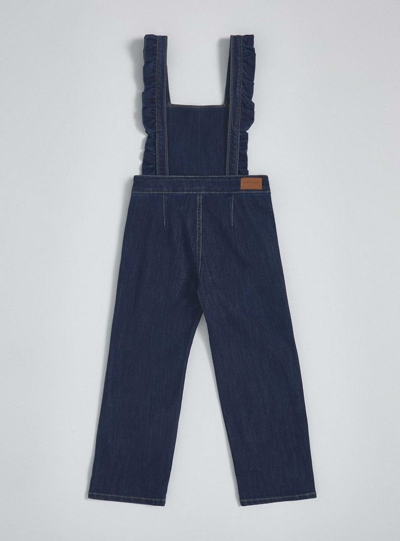 Jardinera Denim Wide Leg con Vuelitos-3