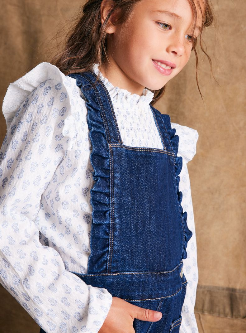 Jardinera Denim Wide Leg con Vuelitos-1