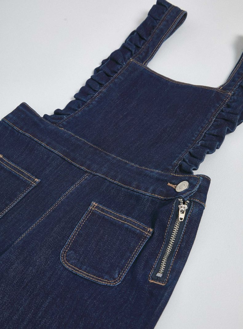 Jardinera Denim Wide Leg con Vuelitos-4