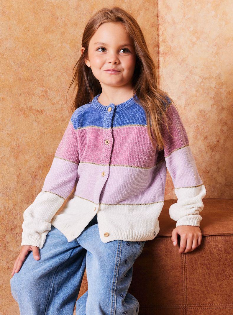 Chaleco Abierto Color Block Chenille con Lurex-3