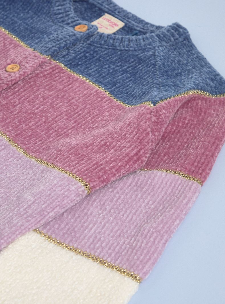 Chaleco Abierto Color Block Chenille con Lurex-2