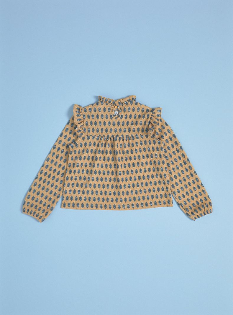 Polera Cuello Subido Estampada con Panal-3