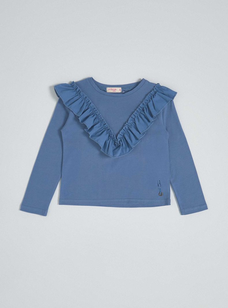 Polera Algodón con Volante Tela Plana-2