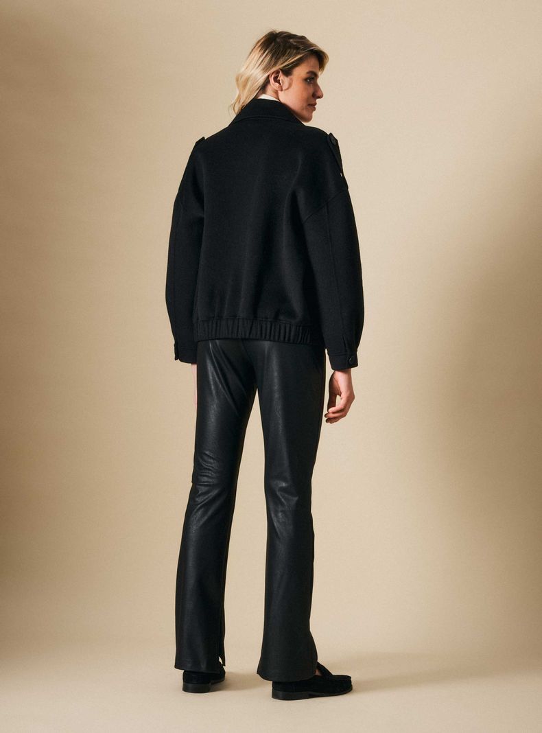 Chaqueta Trench Corto con Lana Detalle de PU-5