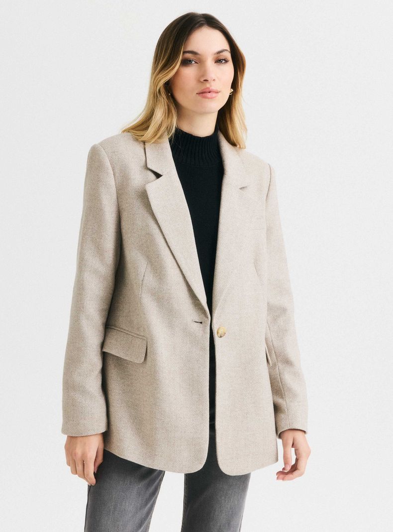 Blazer Tejido de Espiga Lurex-0