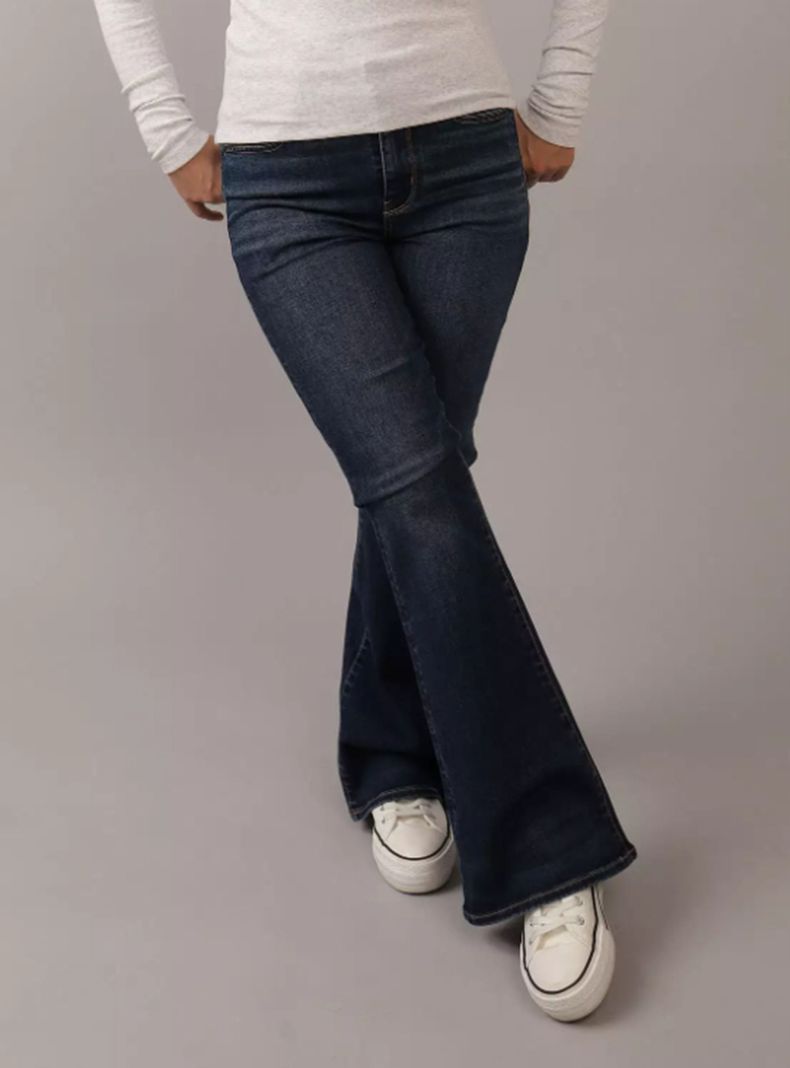 Jeans AE Next Level Kick Bootcut Crop de Botón