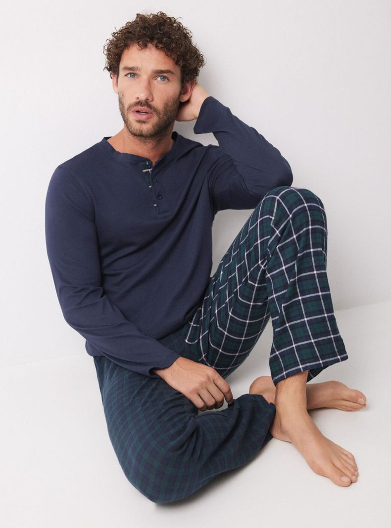 Pijama Largo Algodón Cuadros-1