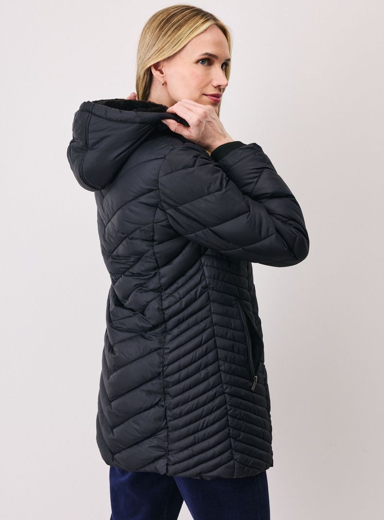 Parka Quilt Larga Gorro con Pelo Interior-1