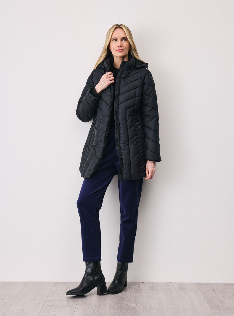 Parka Quilt Larga Gorro con Pelo Interior-4