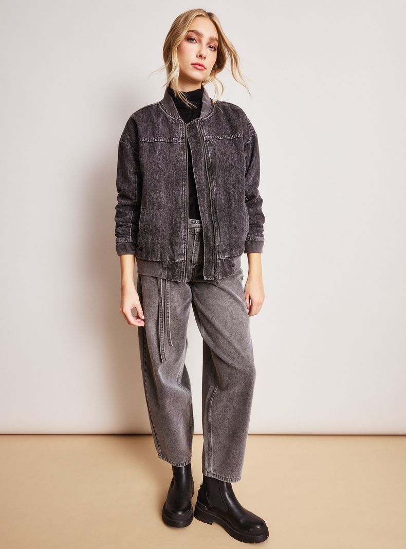 Chaqueta Bomber Oversized con Relleno Forro-4