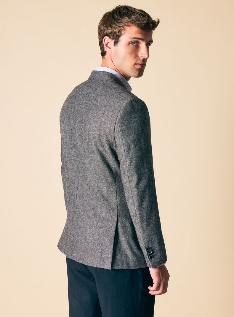 Blazer Recto Tweed Diagonal Bolsillos de Parche-1