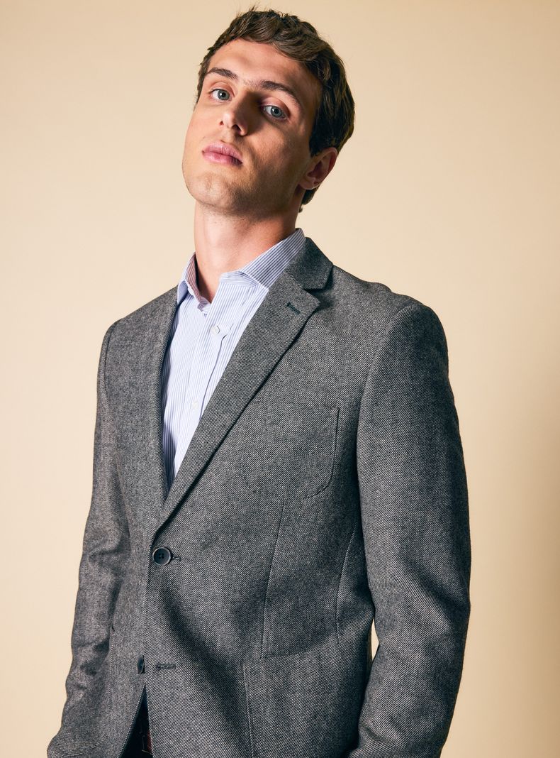Blazer Recto Tweed Diagonal Bolsillos de Parche-2