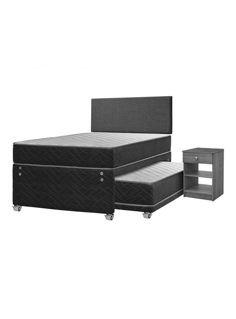 Cama Nido Apolo Black 1.5 Plazas + Respaldo Everest + Velador