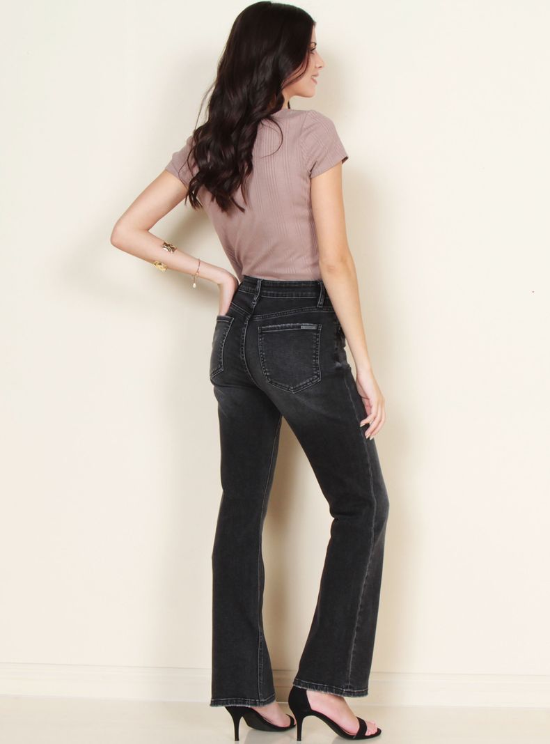 Jeans Recto Tiro Alto Pretina Básica 1 Botón-4