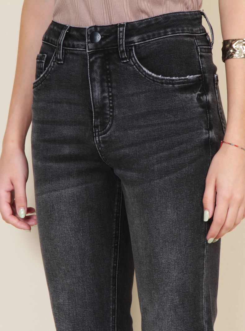 Jeans Recto Tiro Alto Pretina Básica 1 Botón-2