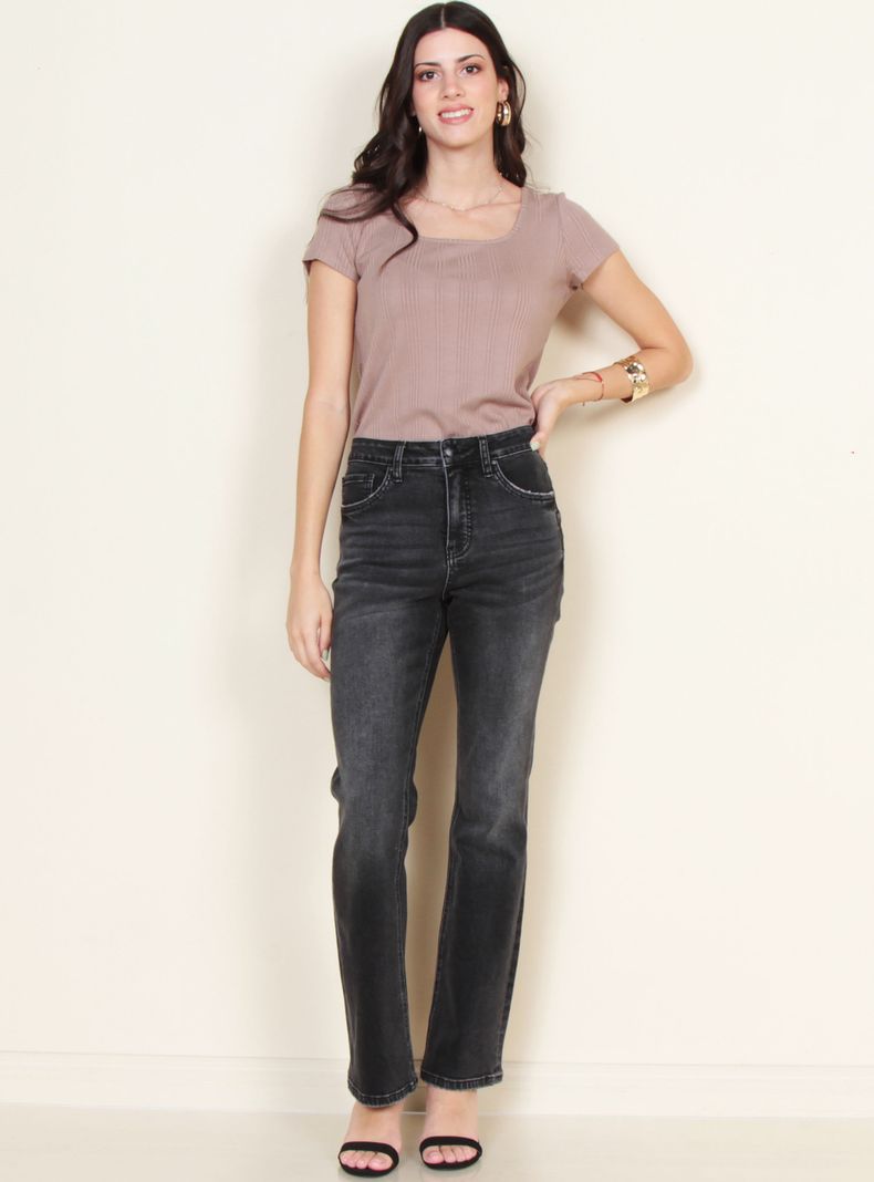 Jeans Recto Tiro Alto Pretina Básica 1 Botón-3