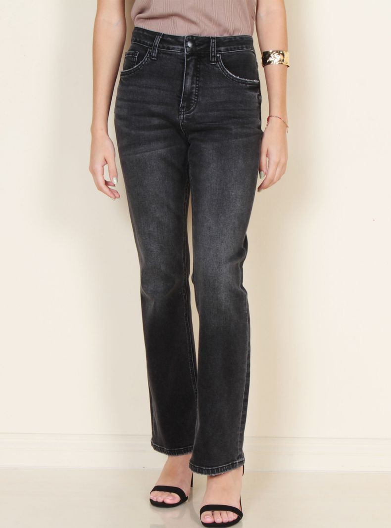 Jeans Recto Tiro Alto Pretina Básica 1 Botón-0