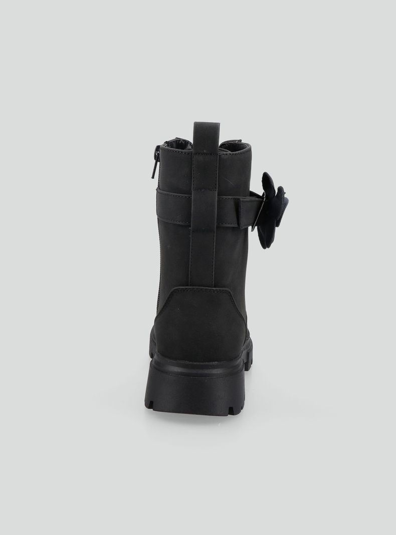 Botín Estilo Combat Con Aplicación De Flor Niña-2