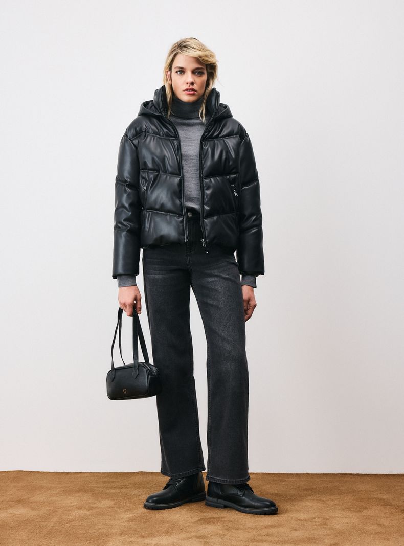 Parka Puffa de Cuero Sintético-4