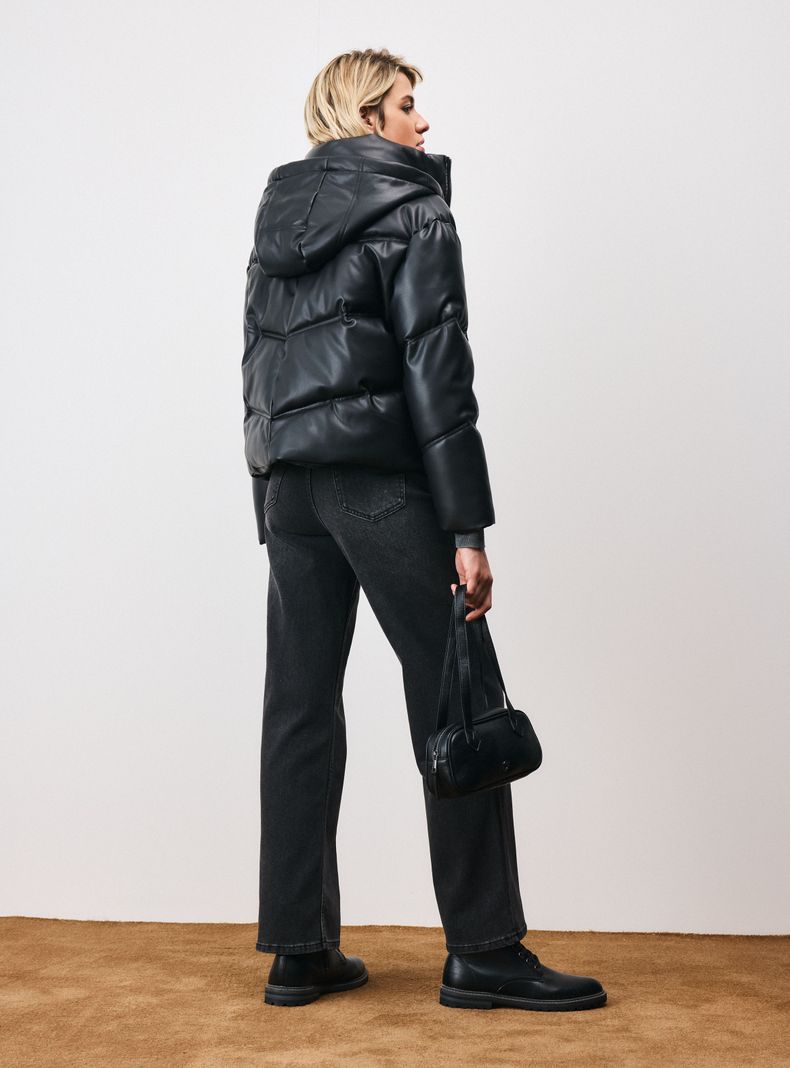 Parka Puffa de Cuero Sintético-5